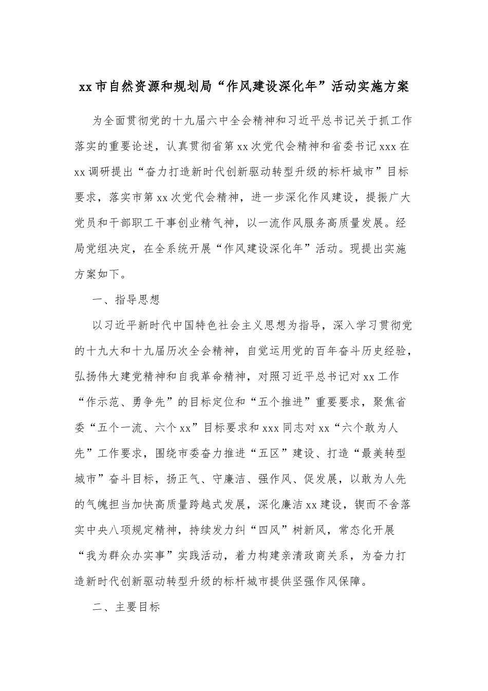 xx市自然资源和规划局“作风建设深化年”活动实施方案.docx_第1页
