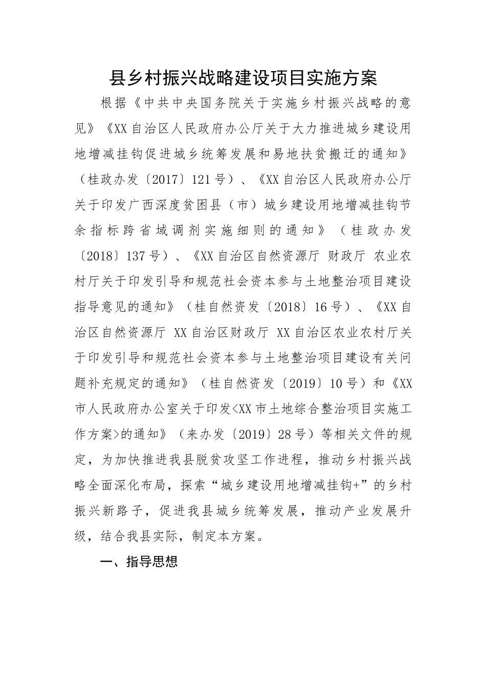 县乡村振兴战略建设项目实施方案.docx_第1页