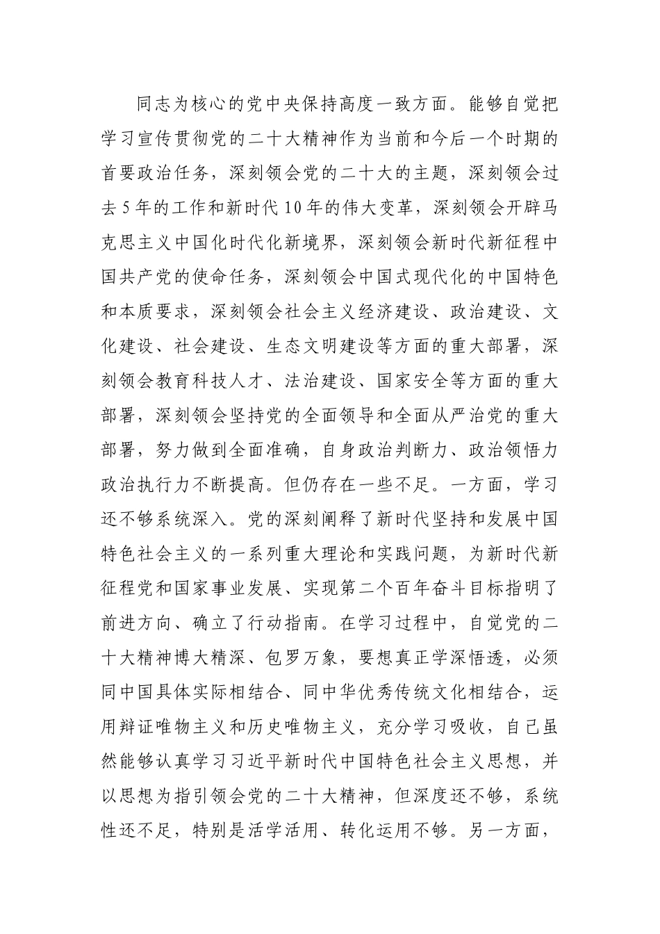 市长2022年度民主生活会对照检查材料（六个带头）.doc_第3页