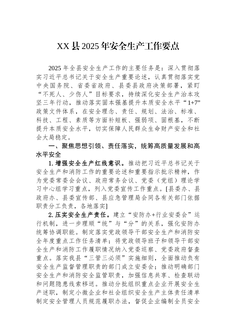 XX县2025年安全生产工作要点.docx_第1页