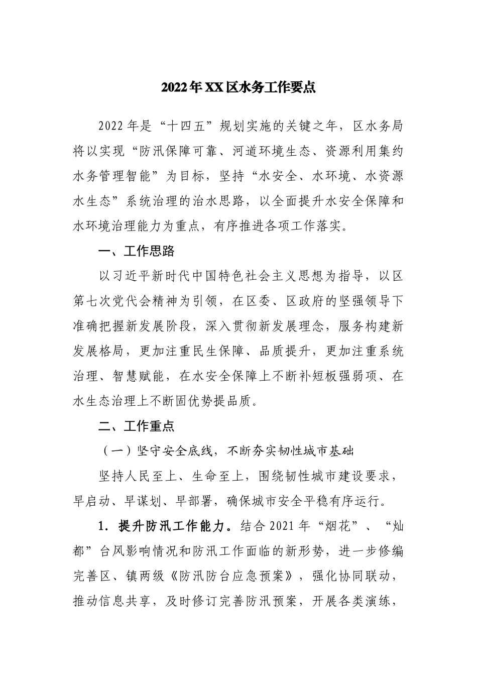 2022年水务工作要点.docx_第1页