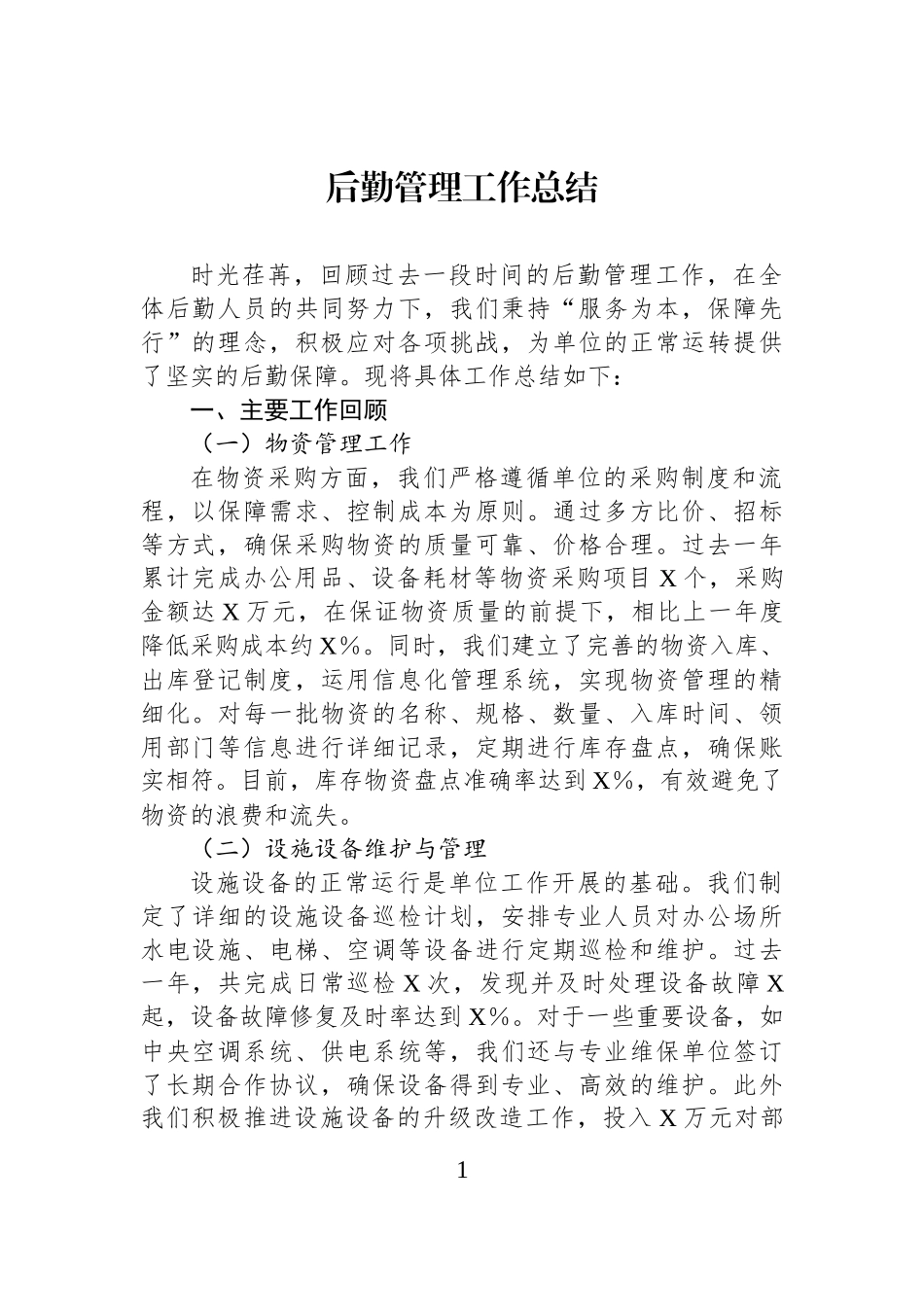 后勤管理工作总结.docx_第1页