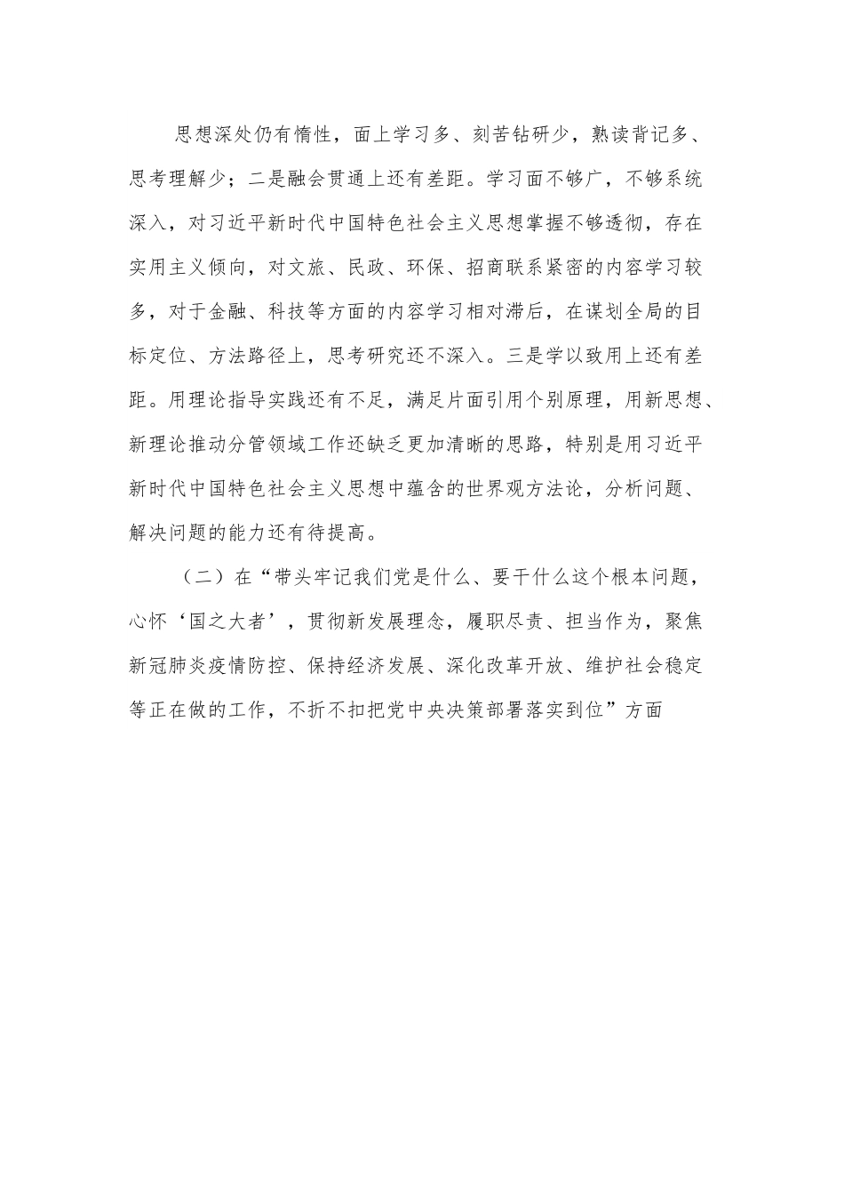 政府领导2021年民主生活会个人对照检查材料.docx_第3页