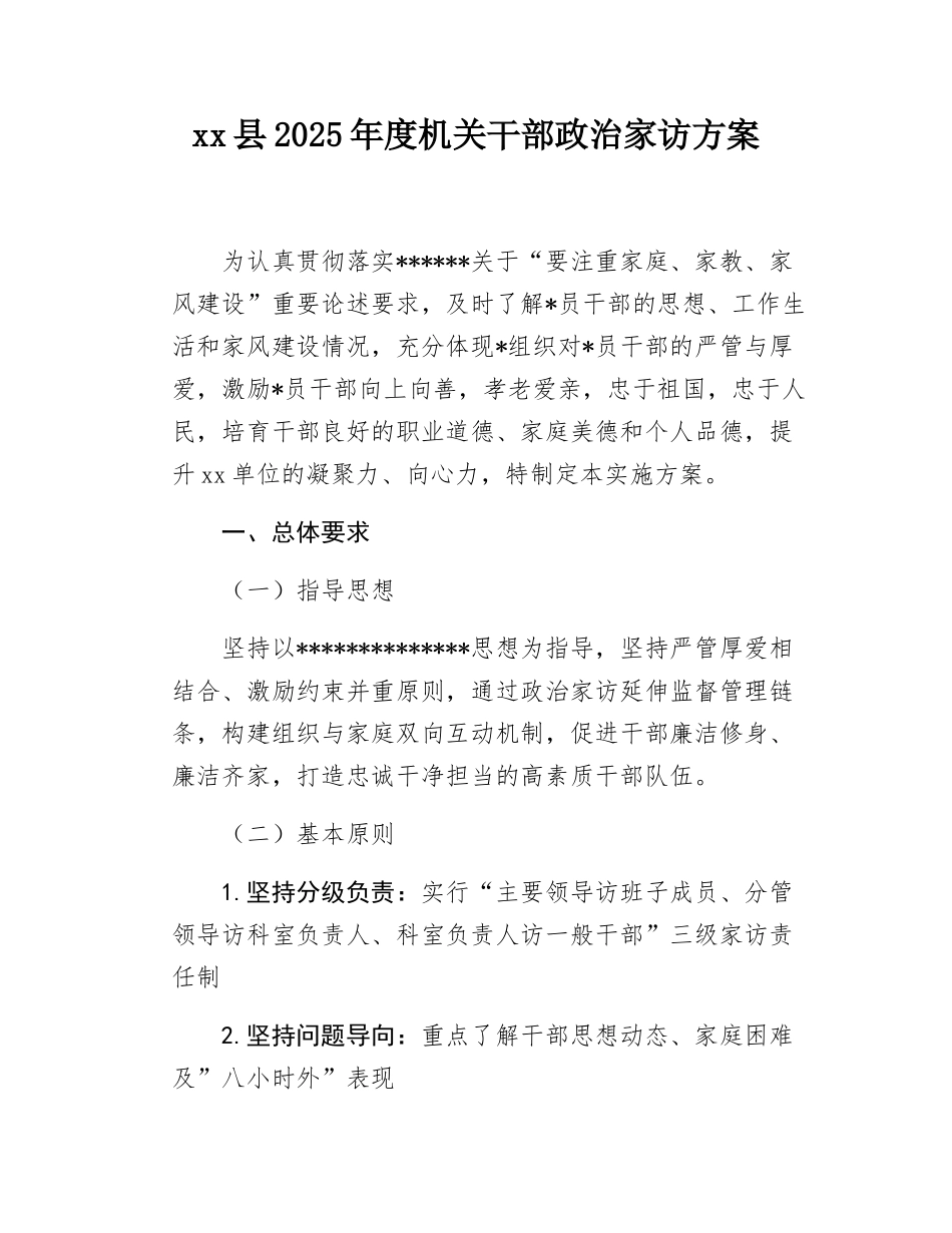 县2025年度机关干部政治家访方案.docx_第1页