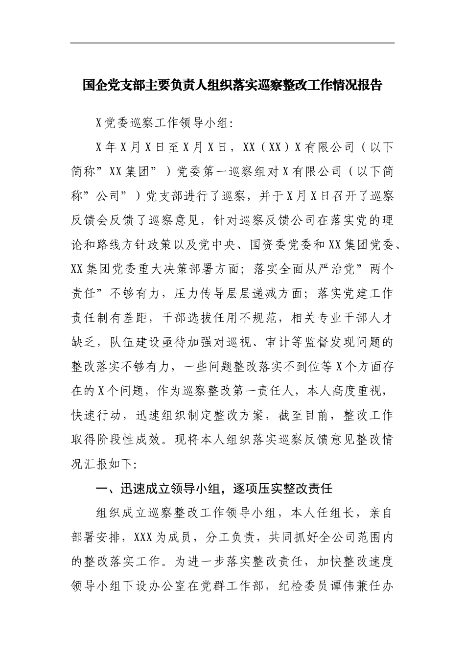 国企公司落实巡察整改工作情况报告.docx_第1页