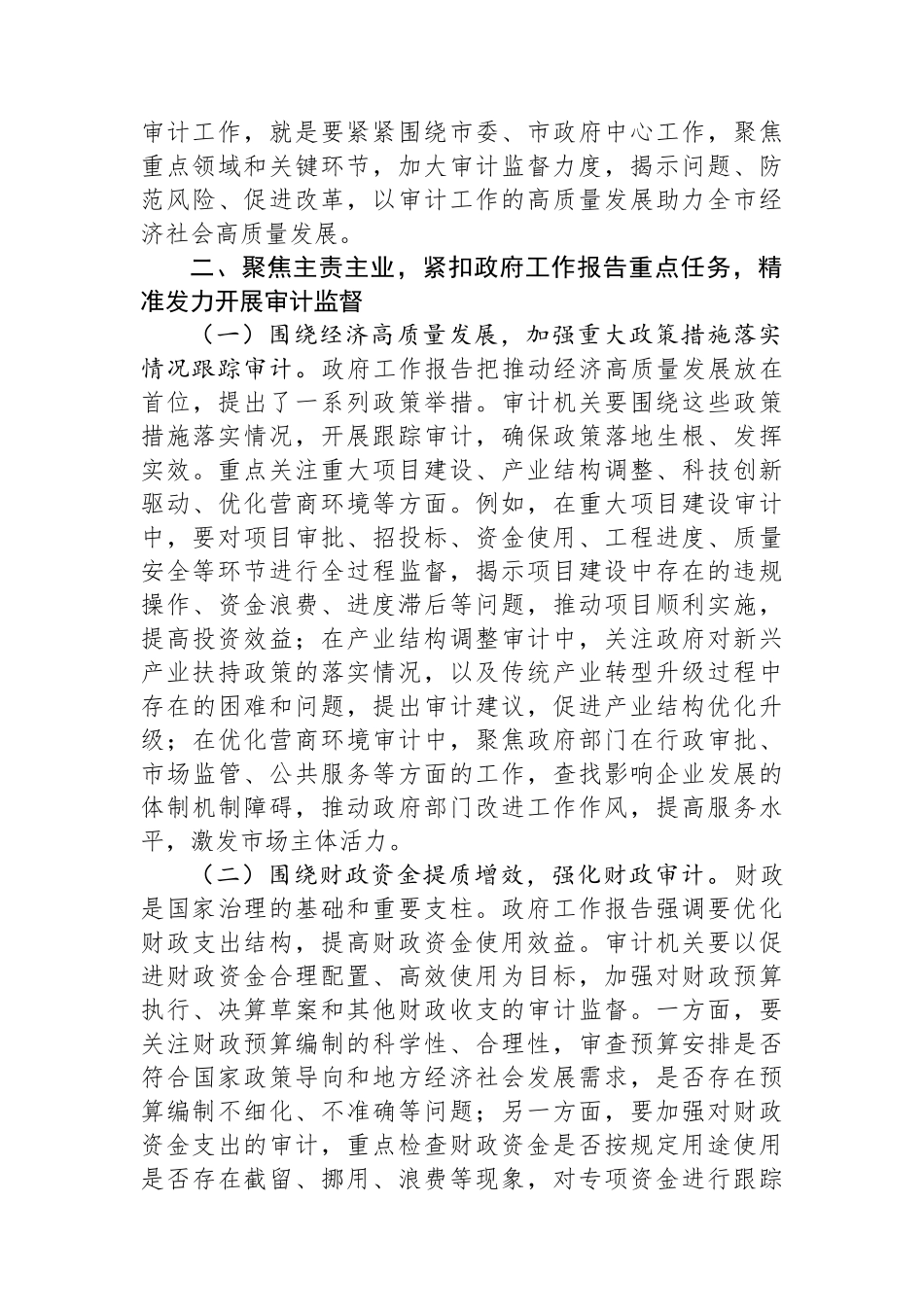 市审计局党组副书记学习2025年全国两会精神中心组专题研讨发言材料.docx_第2页