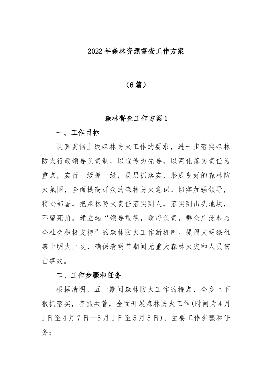 (6篇)2022年森林资源督查工作方案.docx_第1页