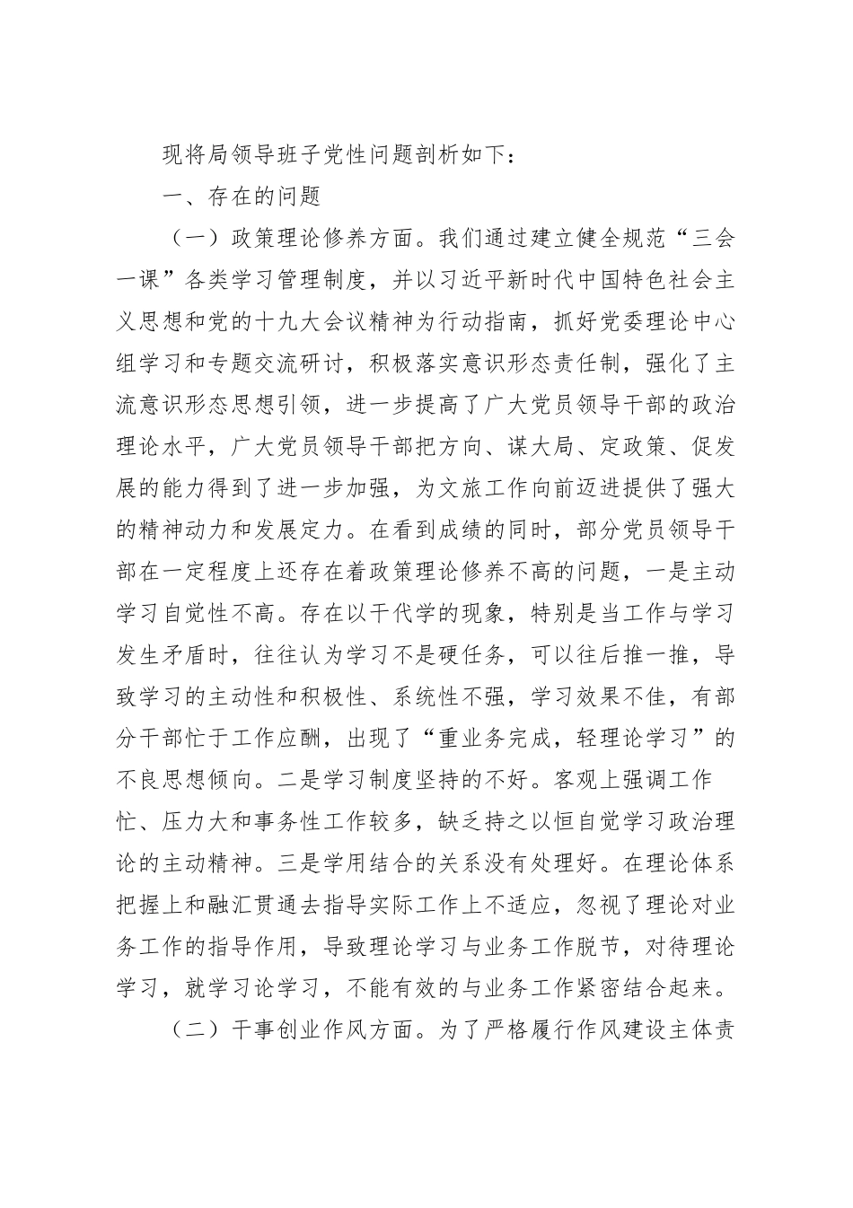 文化和旅游局领导班子党性问题剖析.docx_第2页