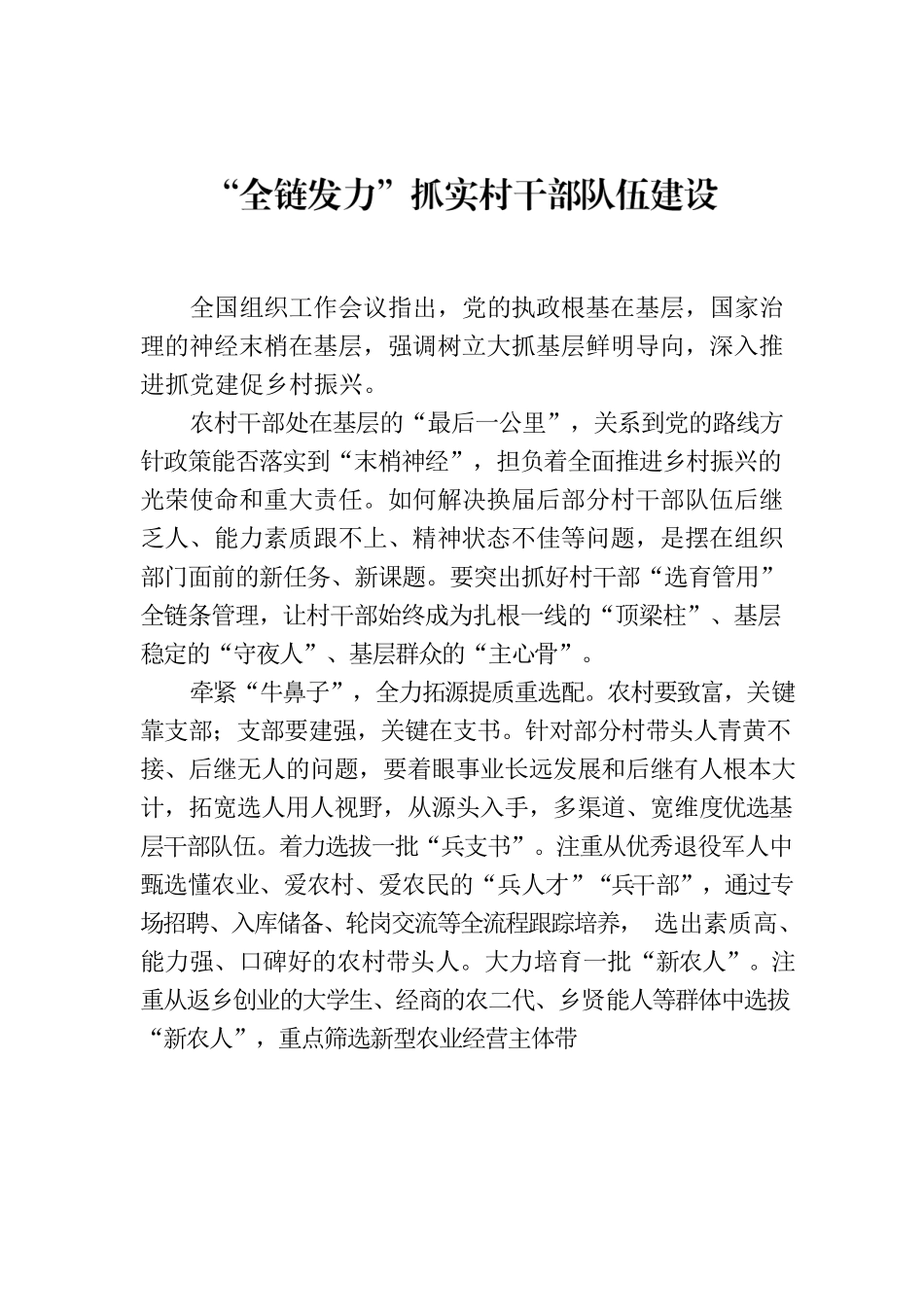 “全链发力”抓实村干部队伍建设.docx_第1页