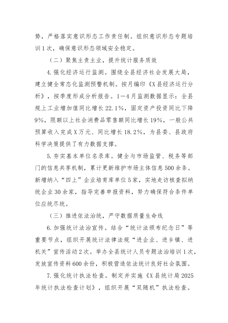 X县统计局2025年上半年工作总结暨下半年工作计划.docx_第2页