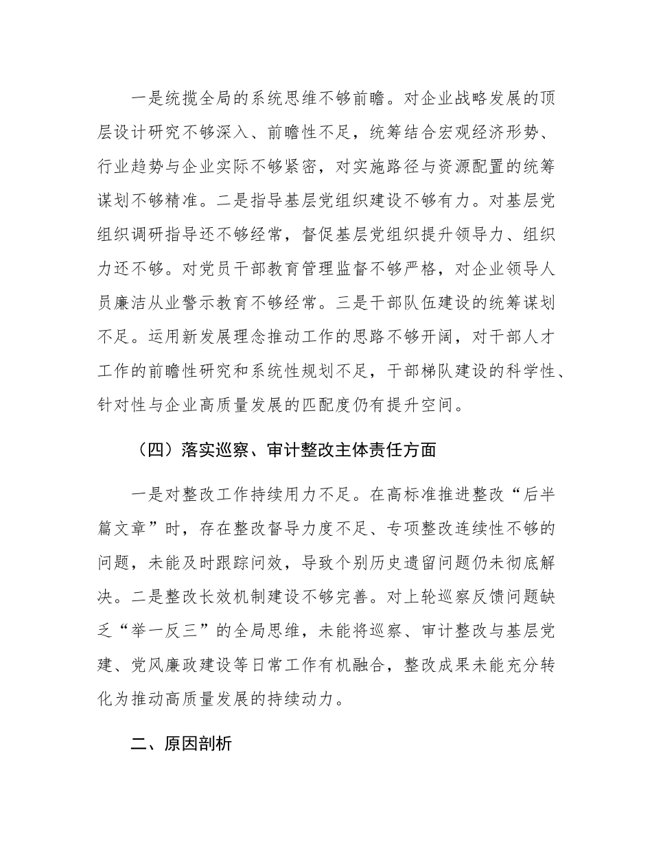 国企巡察整改专题民主SH会个人对照检查材料.docx_第3页