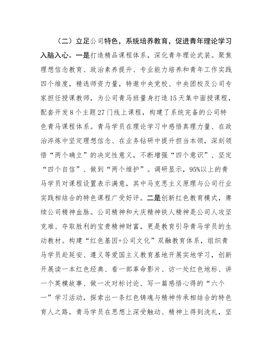 国有企业关于推进“青马工程”强化青年干部培养工作情况的报告.docx_第3页