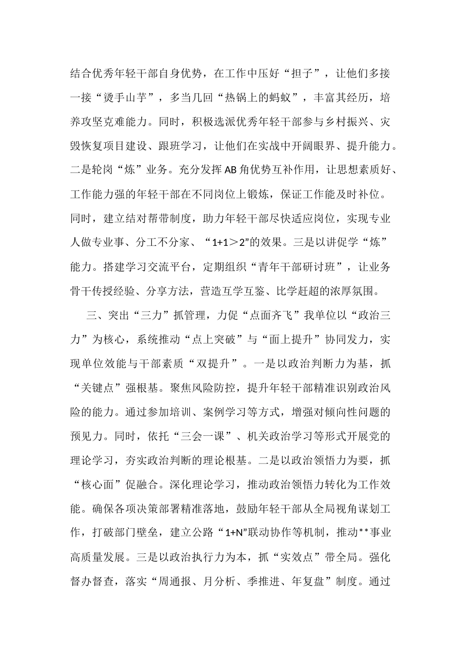 交流发言：县局突出三个重点  写好年轻干部培养“大文章”.docx_第2页