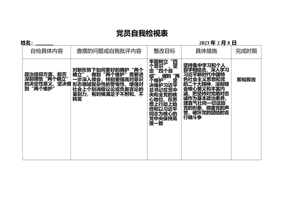 党员自我检视表.docx_第1页