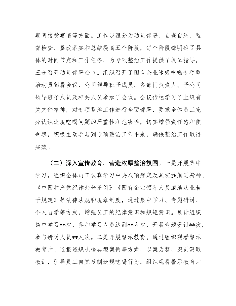 企业关于违规吃喝专项问题整治工作总结.docx_第2页