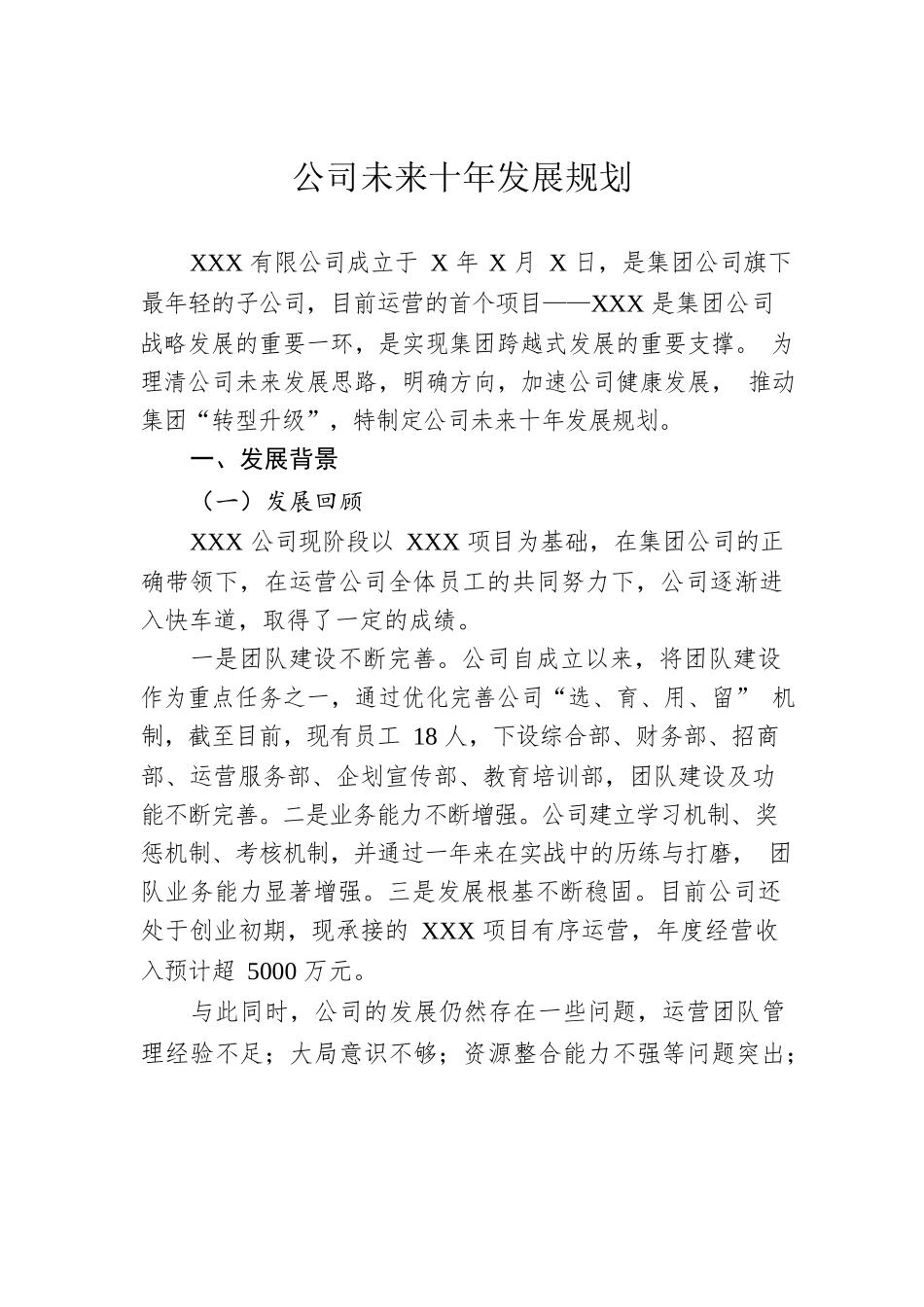 公司未来十年发展规划.docx_第1页