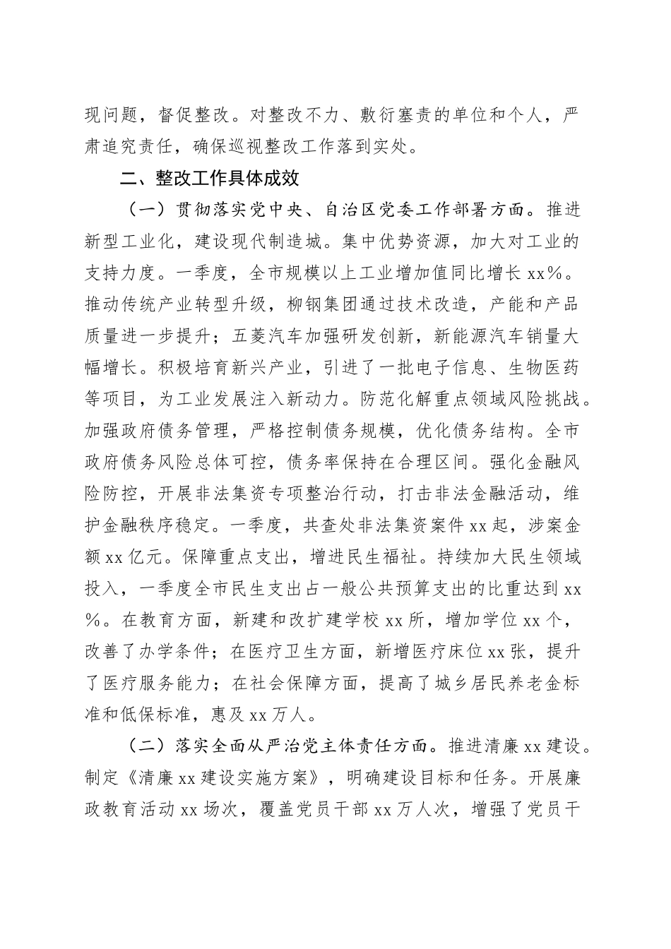 xx市2025年巡视整改工作情况报告.docx_第2页