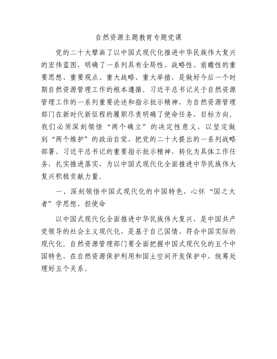 自然资源系统主题教育专题党课4500字.docx_第1页