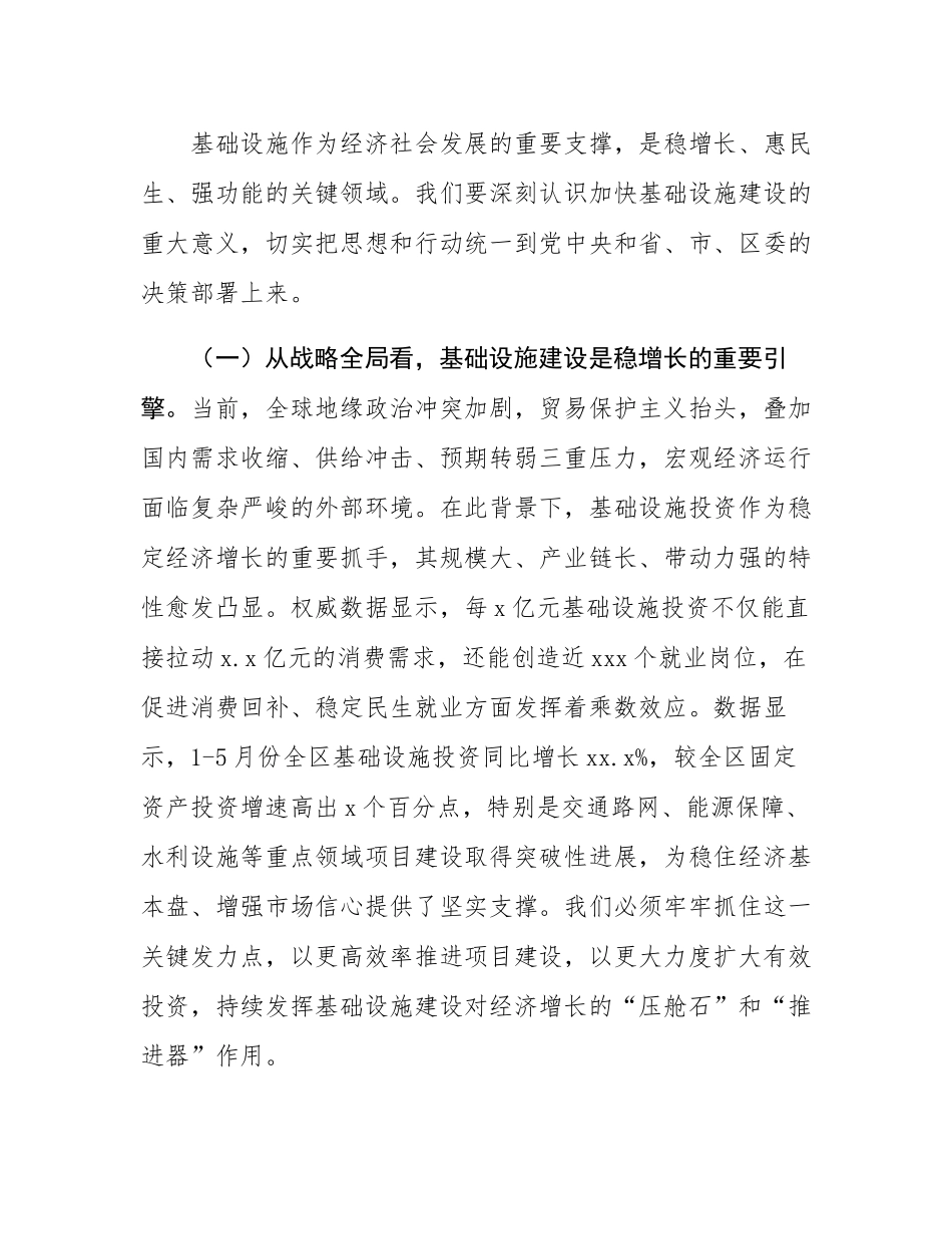 区长在全区基础设施建设项目调度会上的讲话.docx_第2页