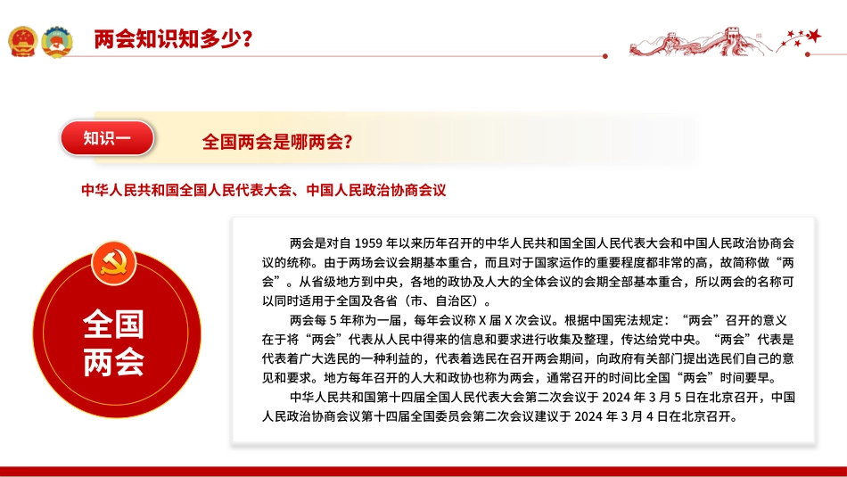 两会知识知点问答PPT红色精美关注两会聚焦民生七个知识点带你了解两会专题课件.pptx_第2页