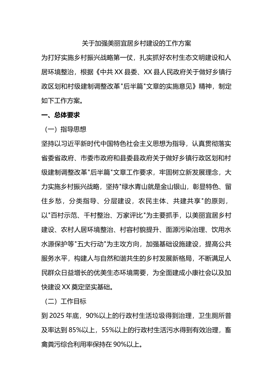 关于加强美丽宜居乡村建设的工作方案PPT党政风乡村振兴专题课件下载(讲稿).docx_第1页