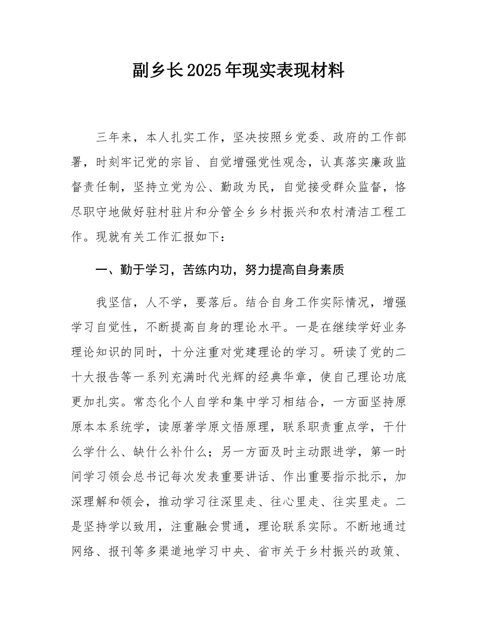 副乡长2025年现实表现材料.docx_第1页