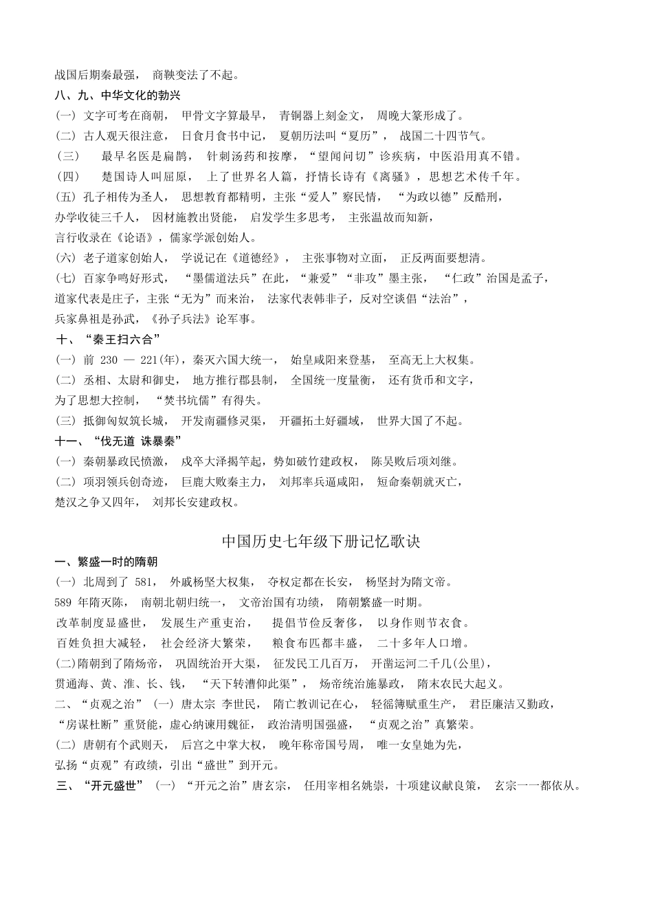 中国历史简要记忆歌诀.docx_第2页