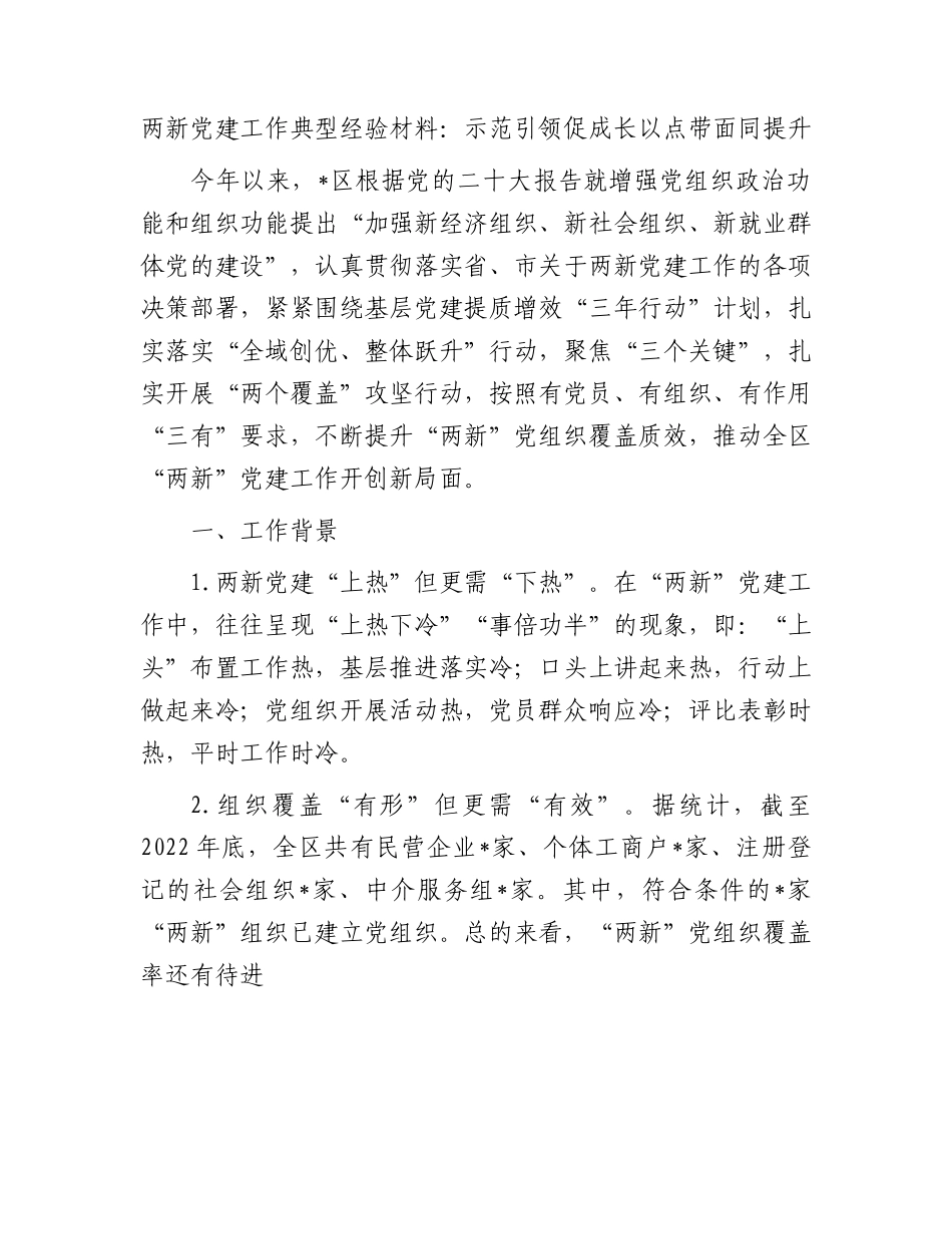 两新党建工作典型经验材料：示范引领促成长以点带面同提升.docx_第1页