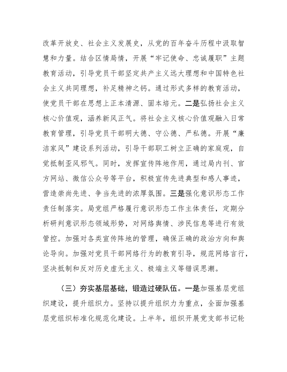 区局2025年上半年全面从严治党工作报告及下一步工作谋划.docx_第3页