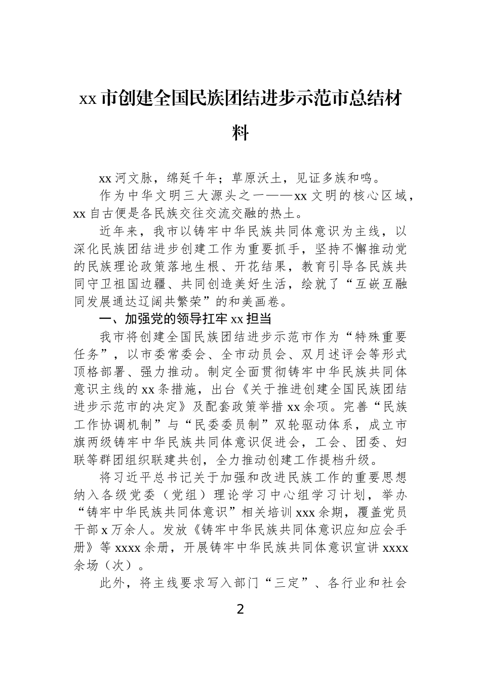 【2篇】创建全国民族团结进步示范市总结材料.docx_第2页