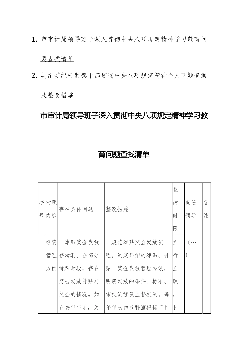 机关领导班子深入贯彻xxxx精神学习教育问题查找清单+个人问题查摆及整改措施两篇汇编.docx_第1页