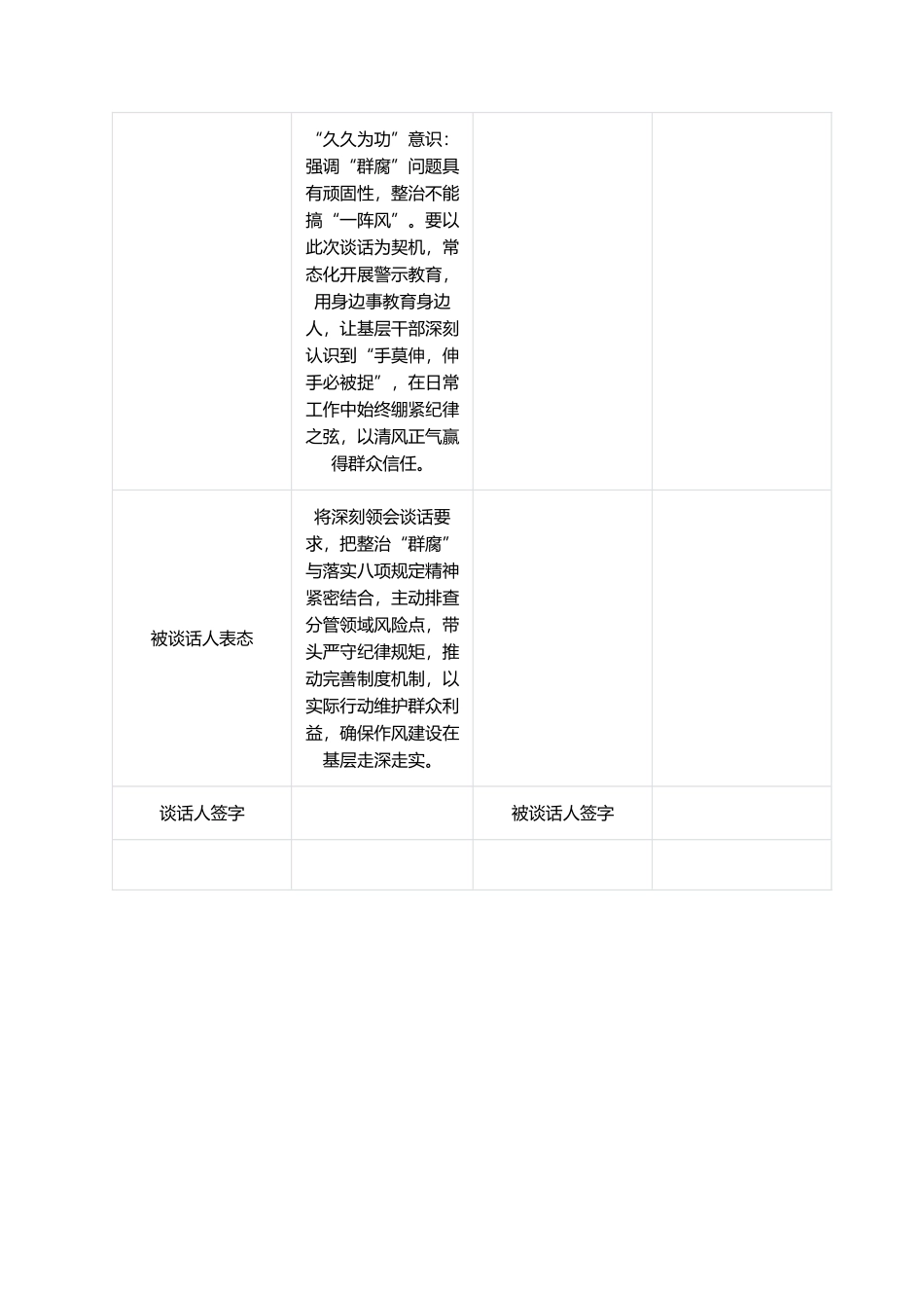 整治“群腐”工作谈心谈话记录表（镇纪委书记）.docx_第3页