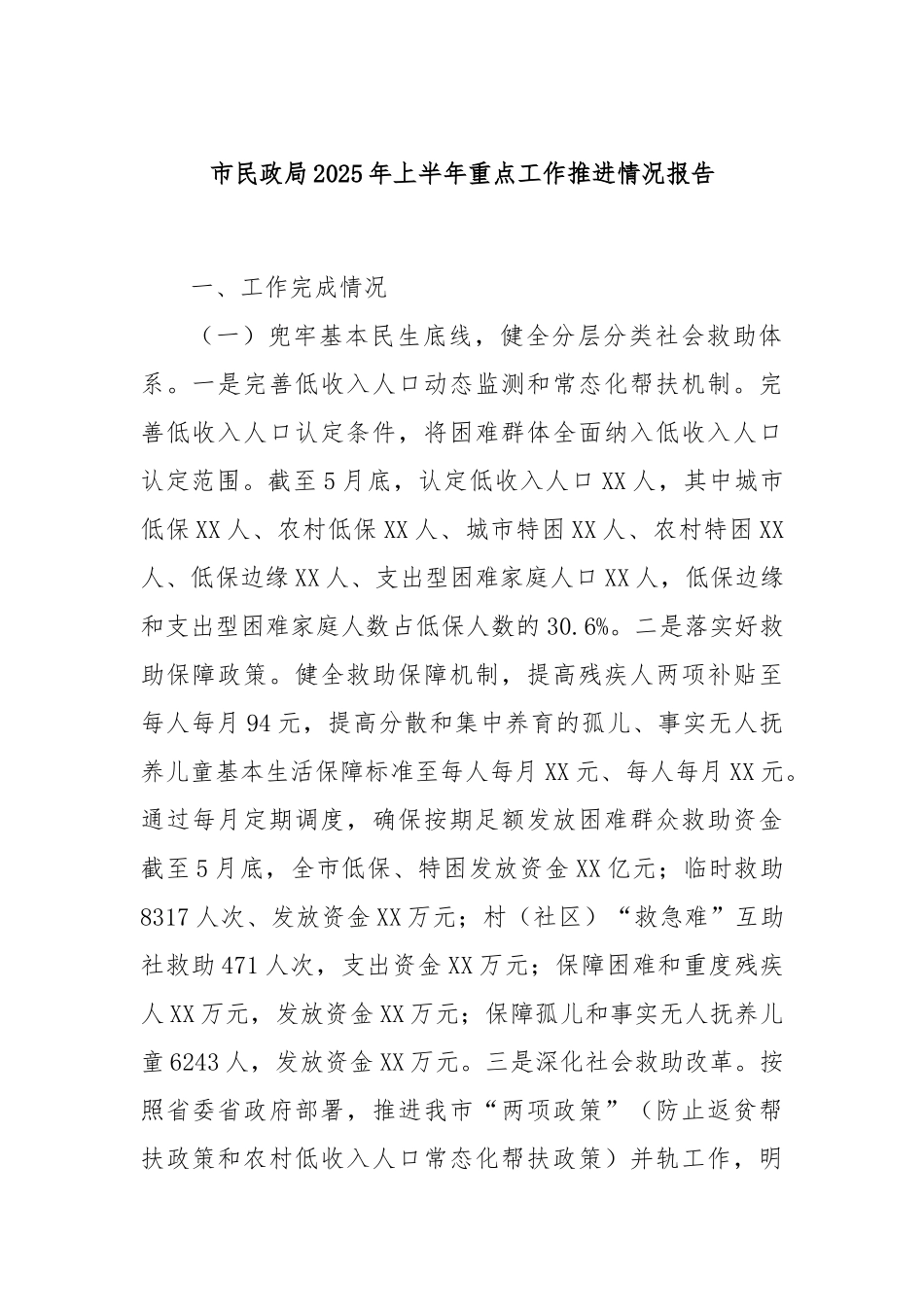 市民政局2025年上半年重点工作推进情况报告.docx_第1页