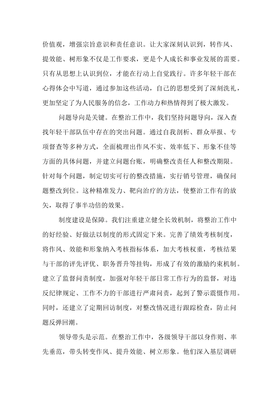 在“转作风、提效能、树形象”年轻干部专项整治总结会上的讲话.docx_第3页