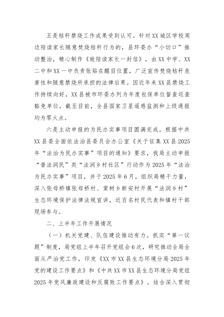 XX市XX县生态环境分局2025年上半年重点工作落实情况.docx_第3页