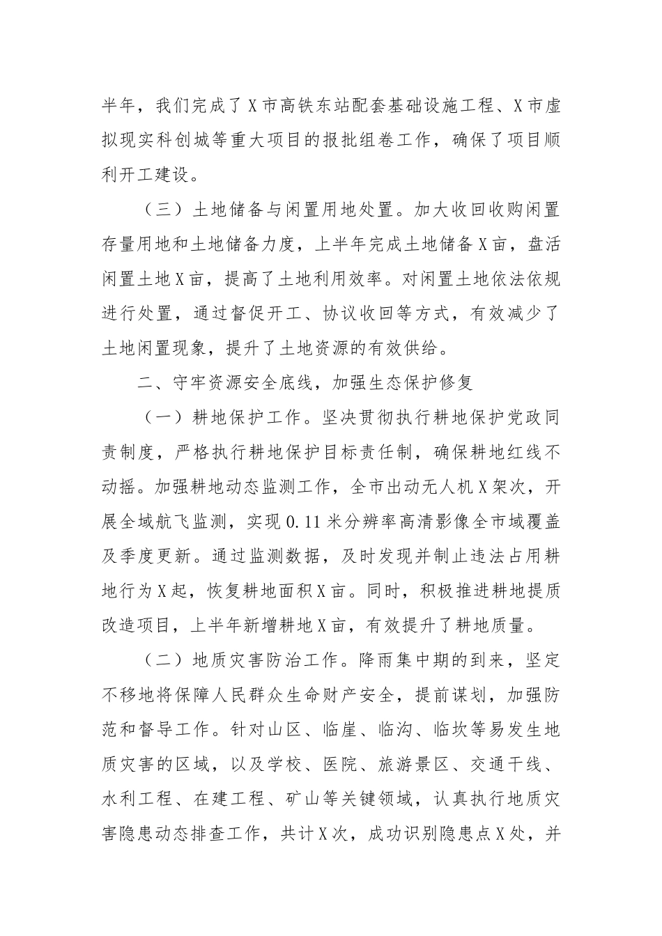 X市自然资源局2025年上半年工作总结.docx_第2页
