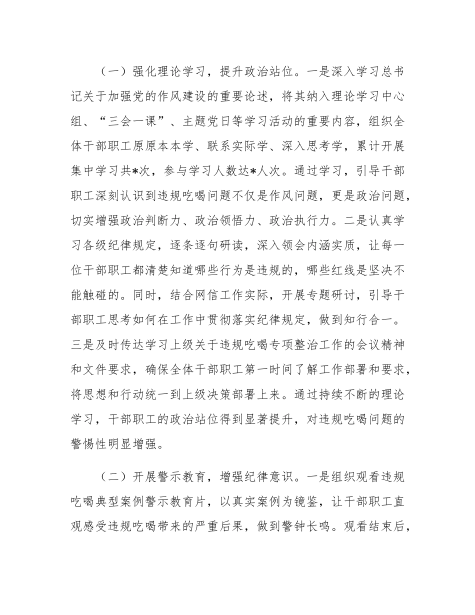 工作汇报：以刮骨疗毒的决心  扎实推进违规吃喝专项整治工作.docx_第2页