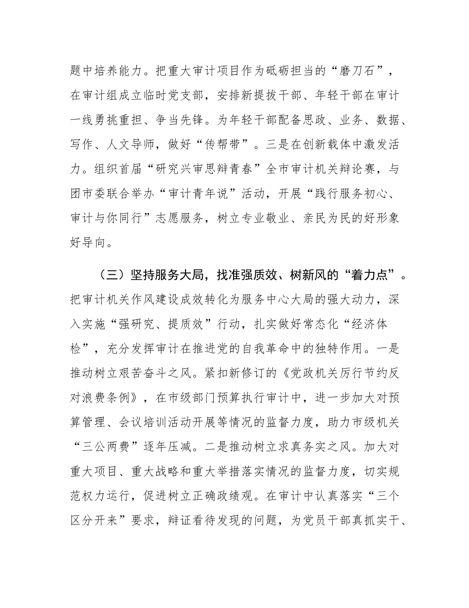 市审计局党组关于推进审计干部队伍作风建设工作情况的报告.docx_第3页
