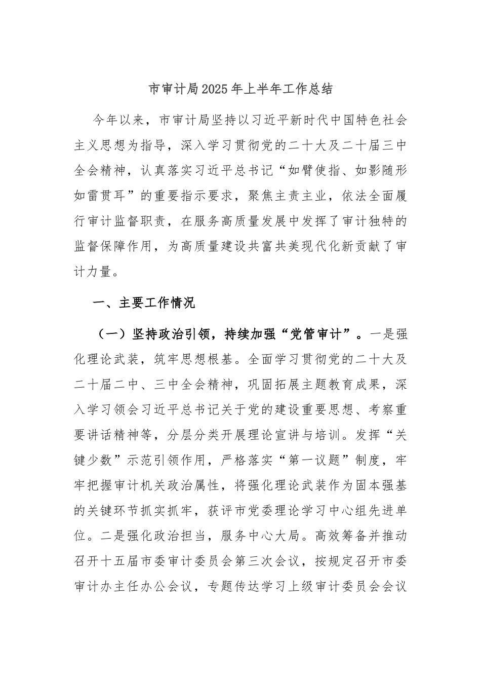 市审计局2025年上半年工作总结.docx_第1页