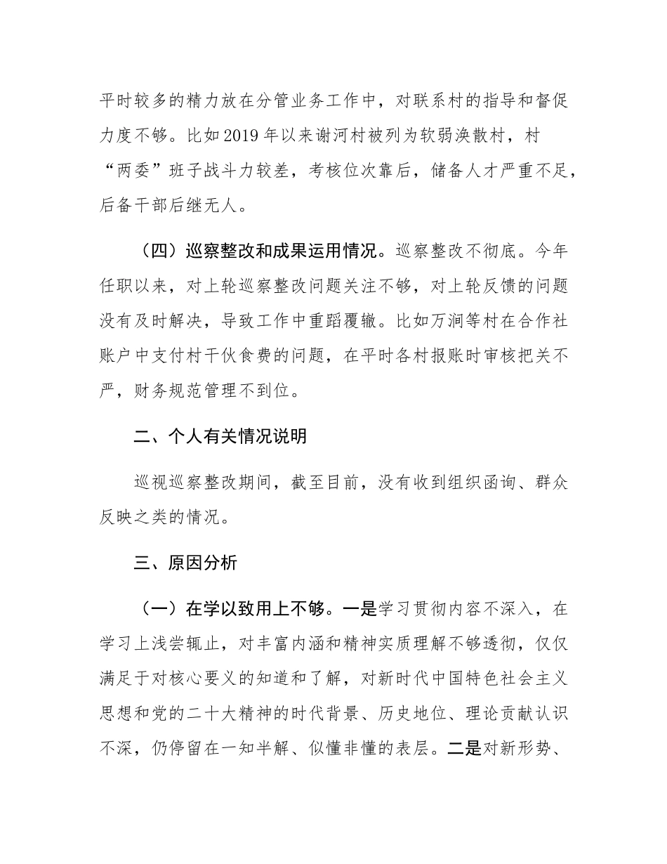 副乡长2025年巡察整改专题民主SH会个人发言提纲.docx_第3页