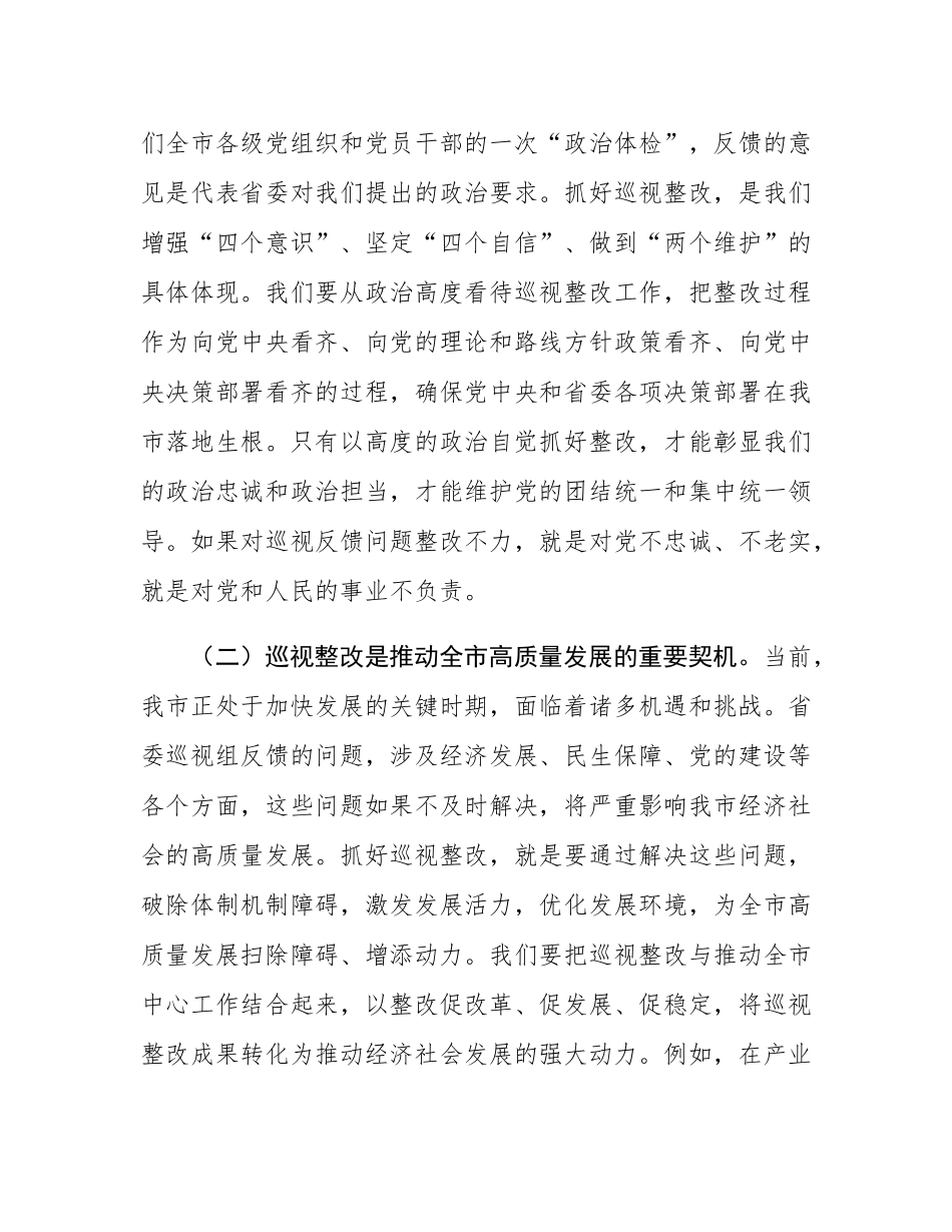 市委书记在落实省委巡视组反馈意见整改工作动员会上的讲话.docx_第2页
