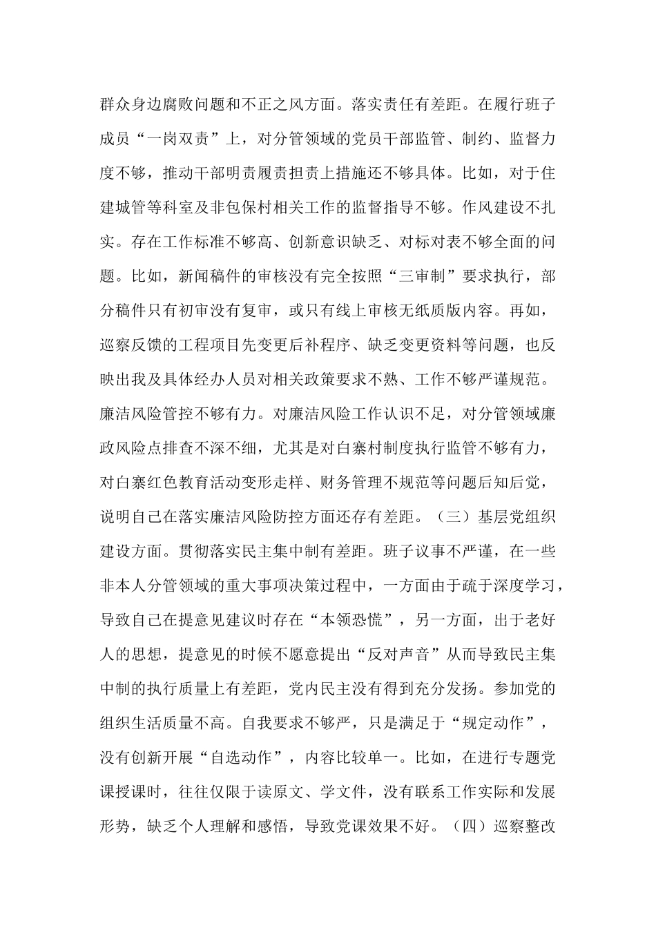 2025年乡党委宣传委员巡察整改专题民主生活会个人发言提纲.docx_第2页