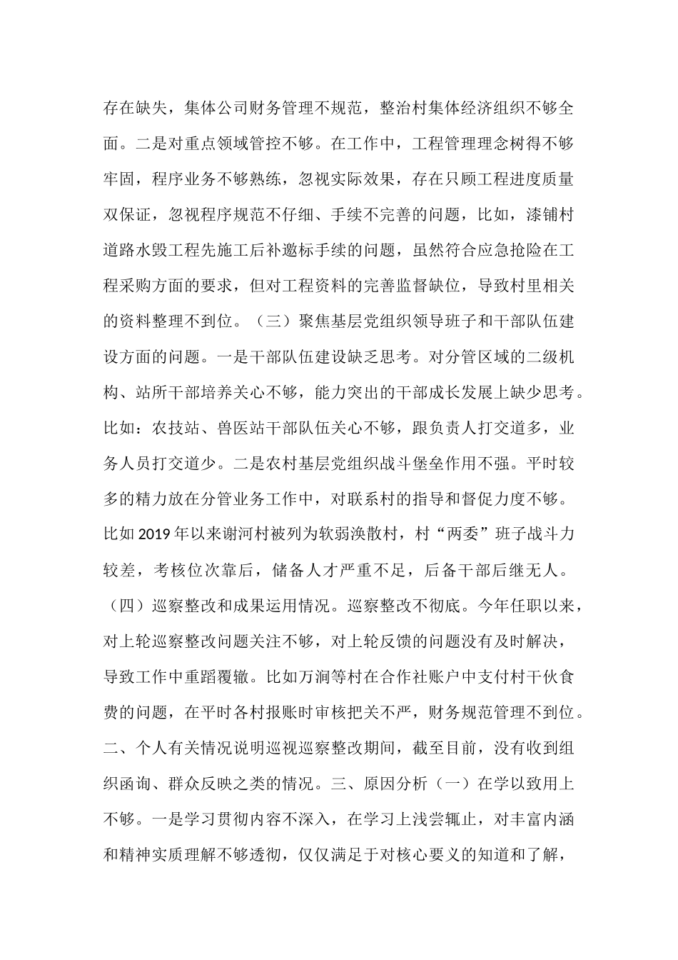 副乡长2025年巡察整改专题民主生活会个人发言提纲.docx_第2页