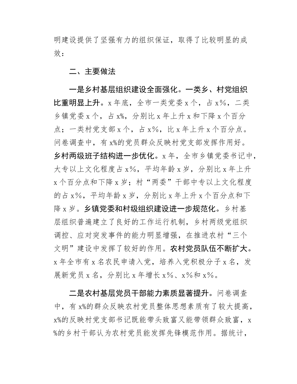 全市农村党建工作情况报告.docx_第2页