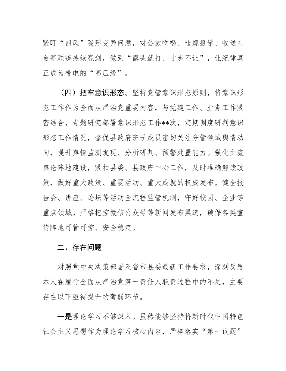 县长2025年上半年全面从严治党情况报告.docx_第3页
