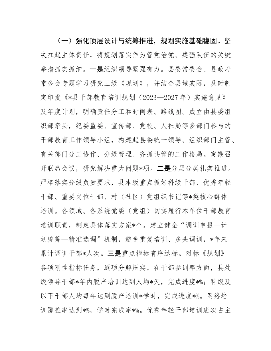 县委关于《全国、全省、全市干部教育培训规划（2023-2027年）》贯彻落实情况评估报告.docx_第2页