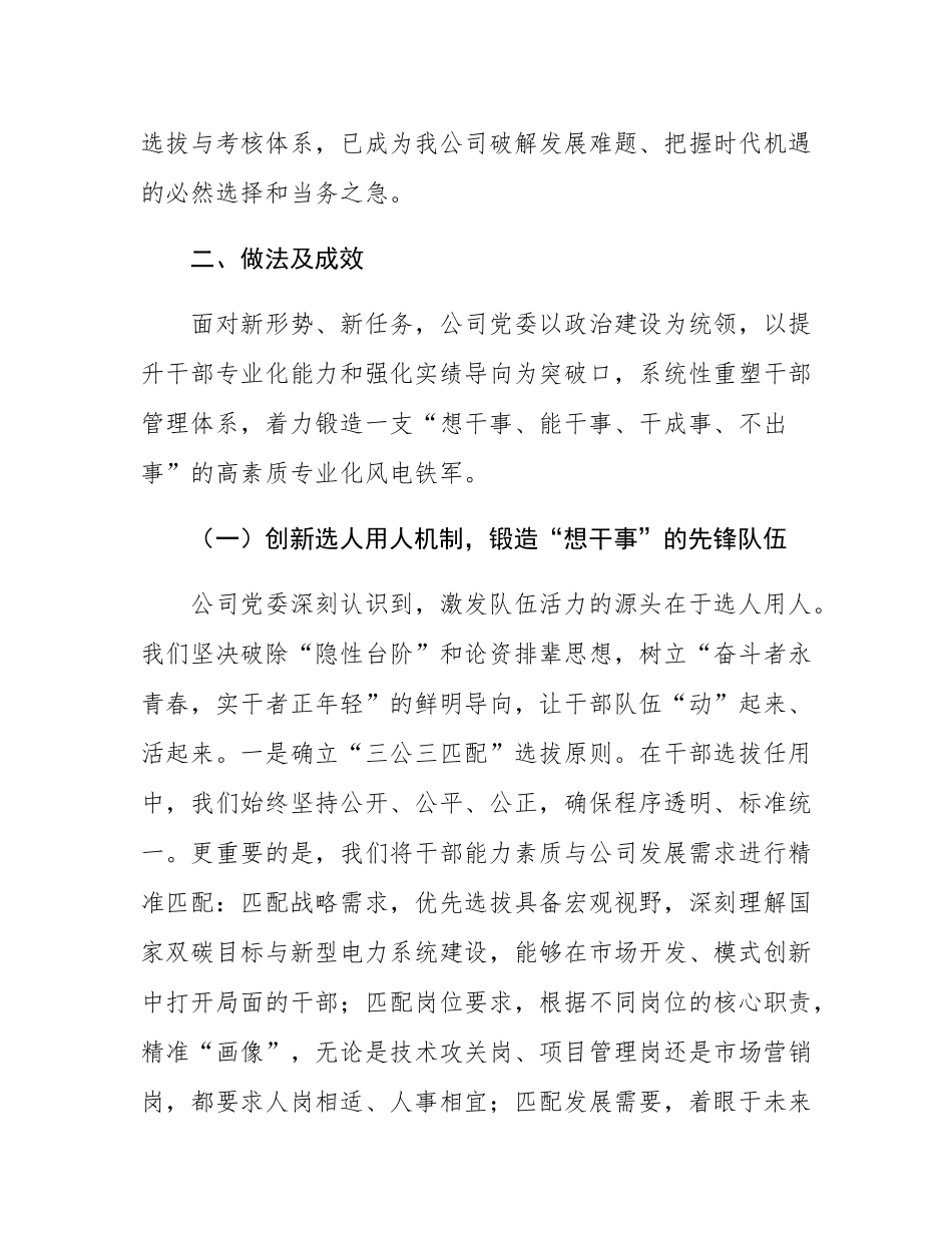 分公司关于加强领导干部队伍建设聚力推进风电产业高质量发展经验材料.docx_第3页