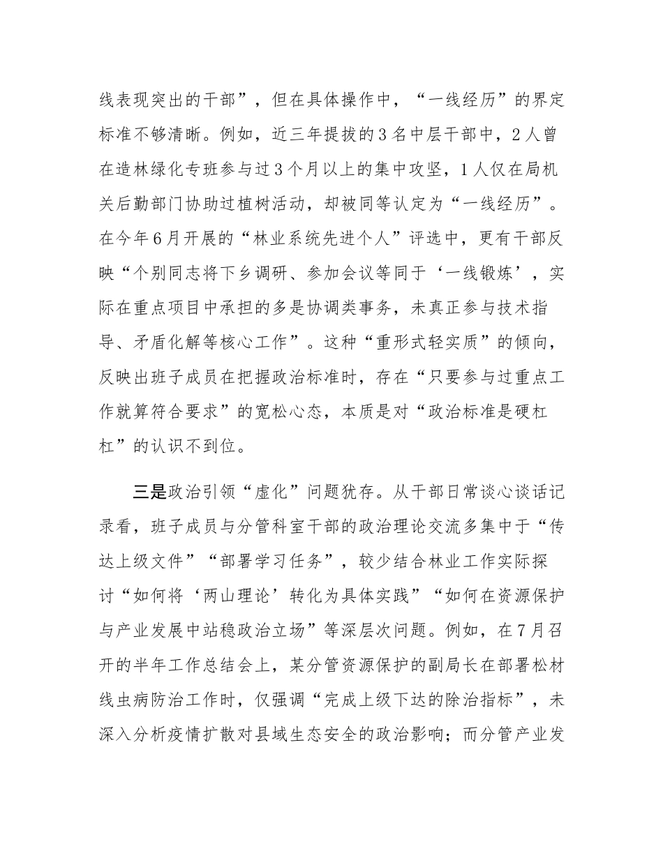 县林业局班子成员、副局长选人用人专项整治党性分析报告.docx_第3页