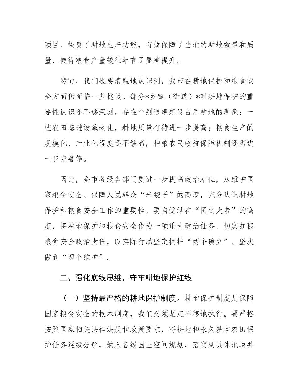 在全市耕地保护和粮食安全工作会议上的讲话.docx_第3页