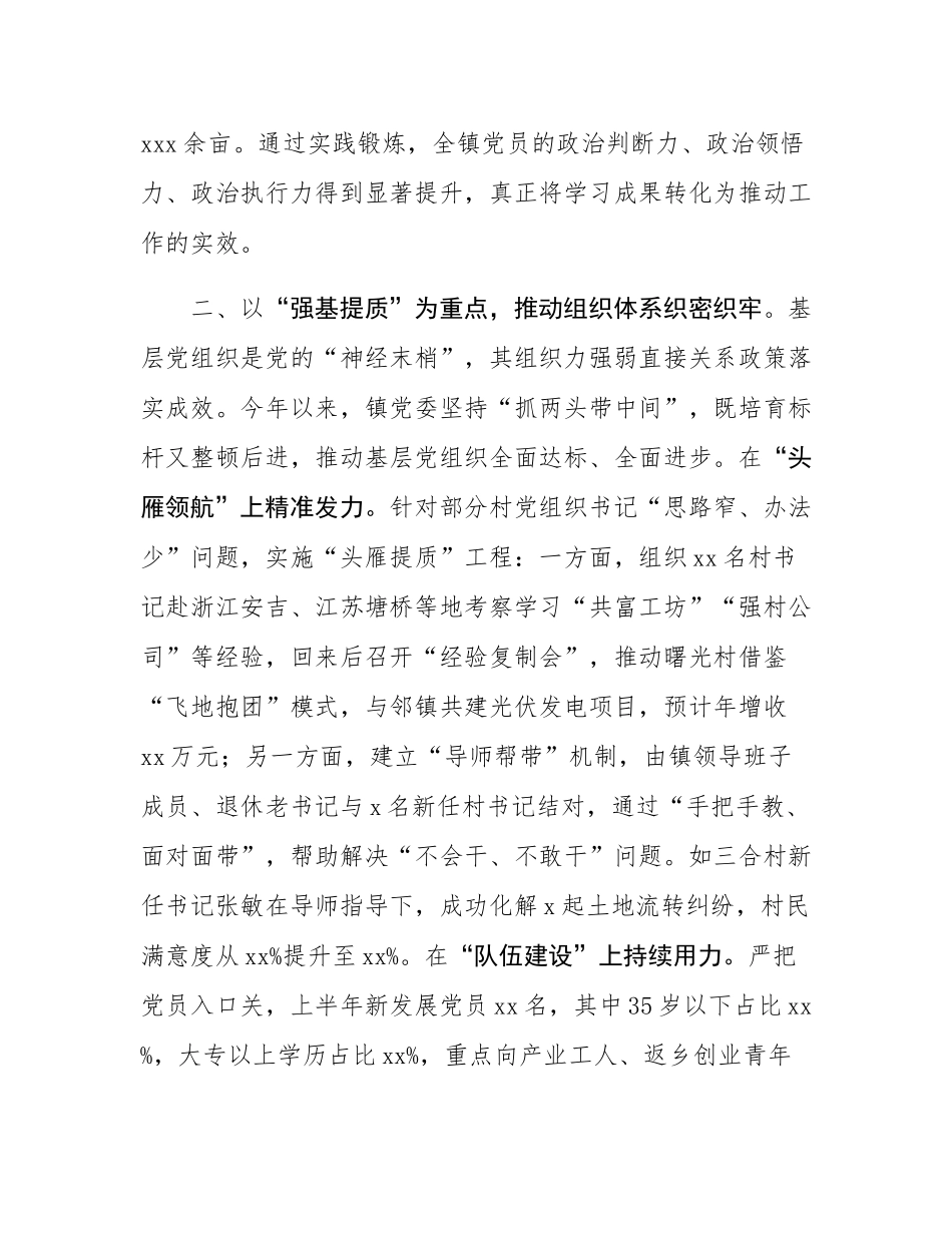 镇2025年上半年基层党组织建设工作总结.docx_第3页